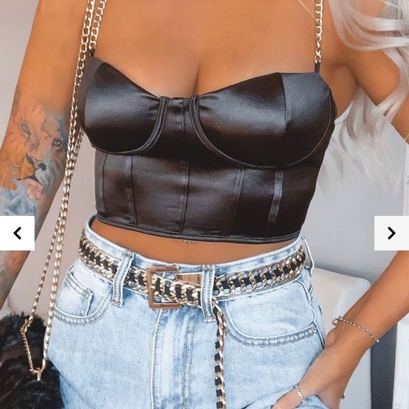 Rebellious Fashion Black satin corset - Picture 4 of 6